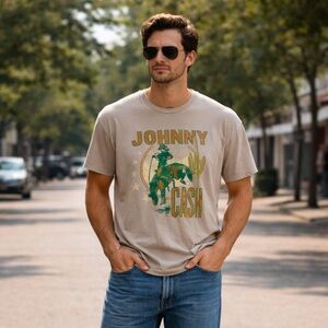 Johnny Cash Cotton Graphic Tee XL Vintage Style Country Western Cowboy T-Shirt